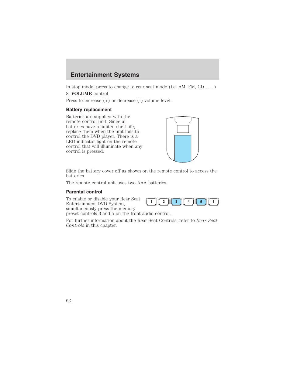 Entertainment systems | FORD 2003 Expedition v.1 User Manual | Page 62 / 320