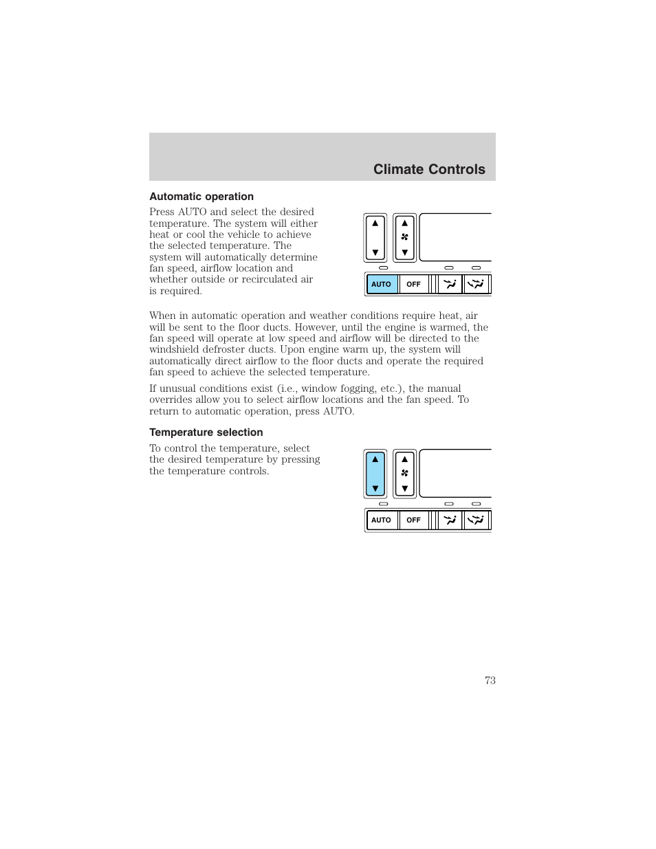 Climate controls | FORD 2003 Expedition v.1 User Manual | Page 73 / 320