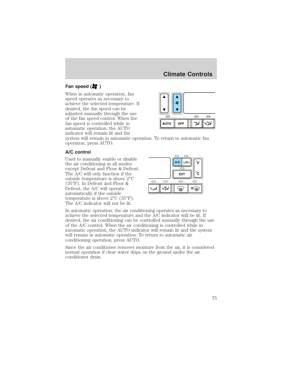 Climate controls | FORD 2003 Expedition v.1 User Manual | Page 75 / 320
