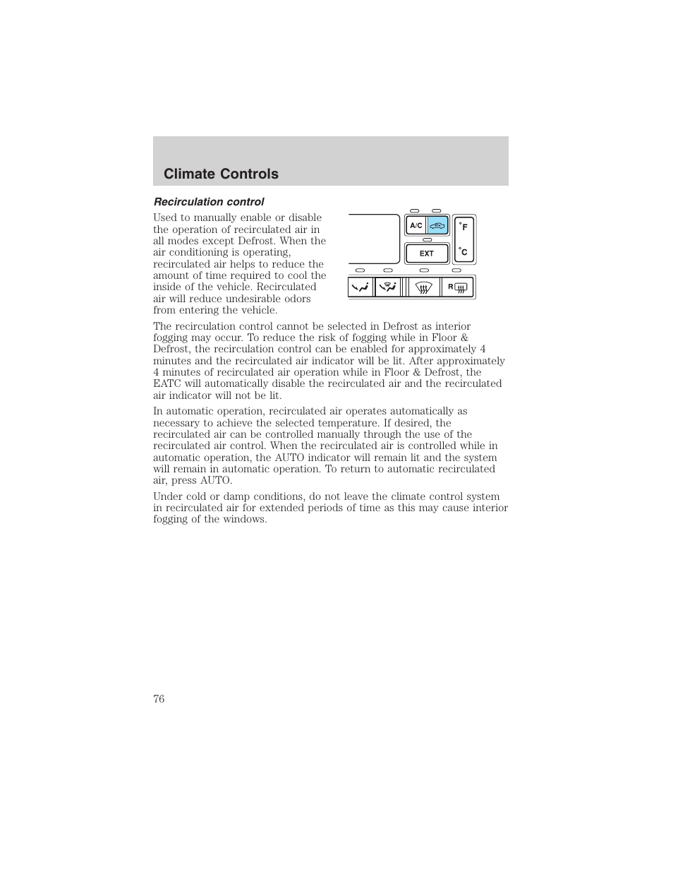 Climate controls | FORD 2003 Expedition v.1 User Manual | Page 76 / 320