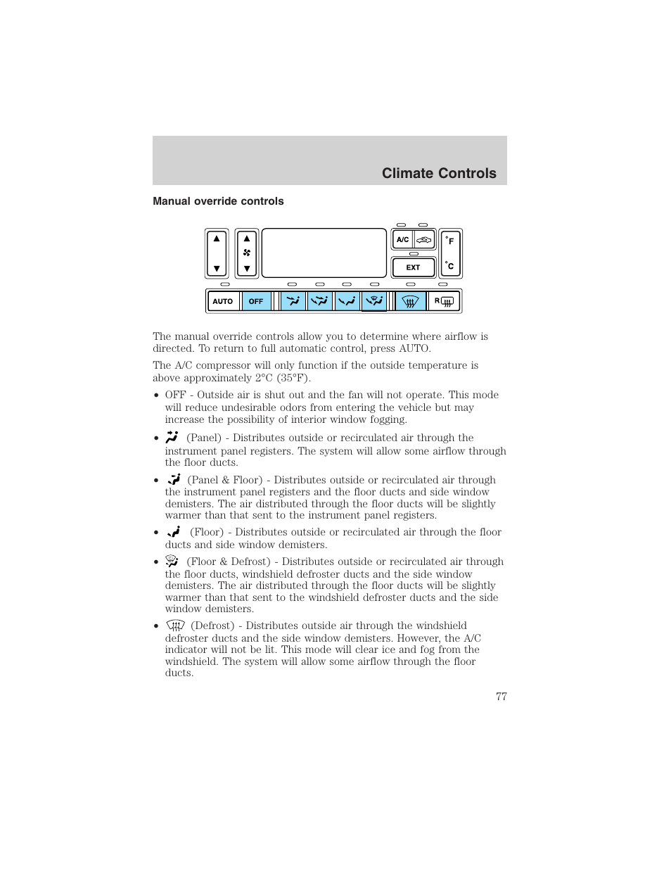 Climate controls | FORD 2003 Expedition v.1 User Manual | Page 77 / 320