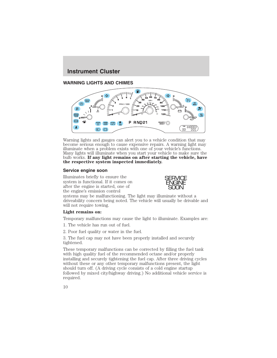 Instrument cluster | FORD 2003 Expedition v.2 User Manual | Page 10 / 344