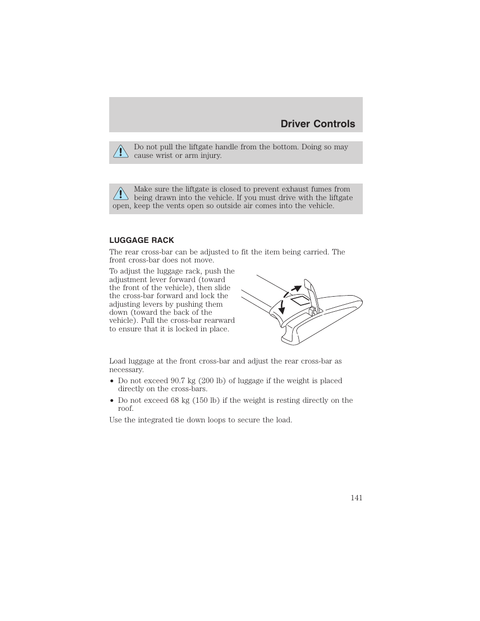 Driver controls | FORD 2003 Expedition v.2 User Manual | Page 141 / 344
