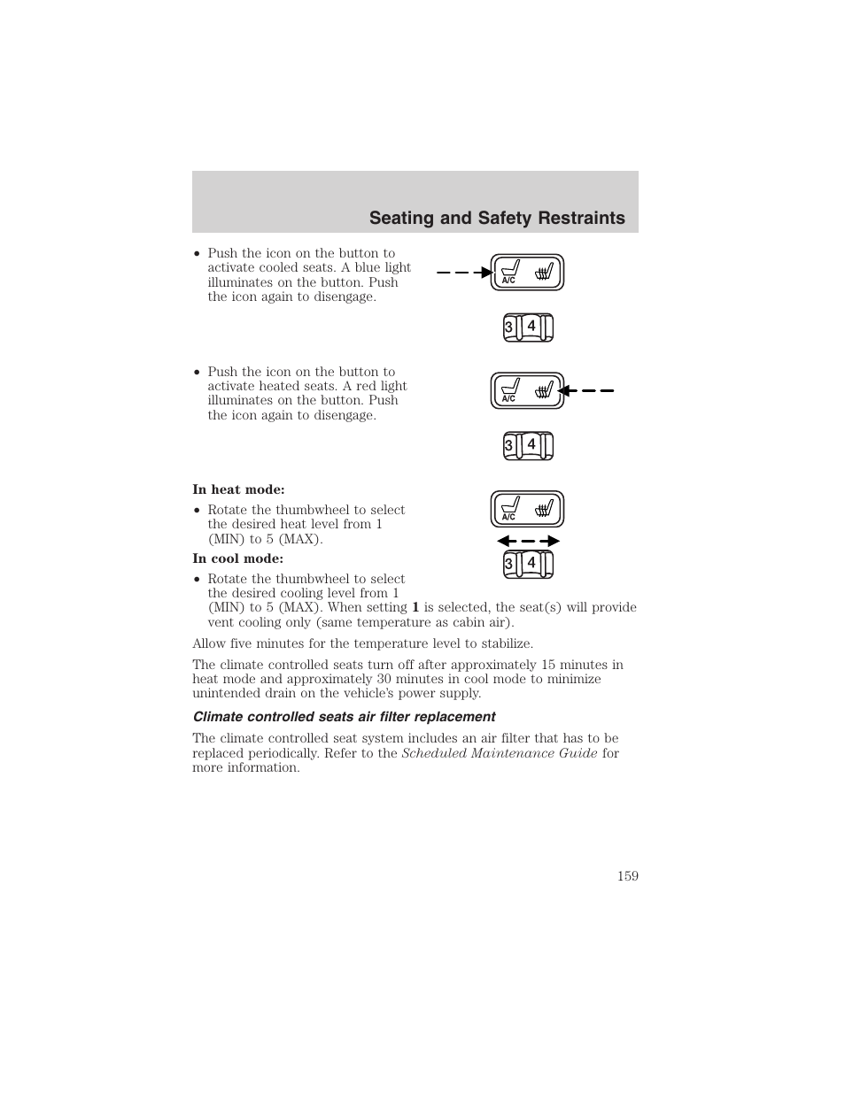 Seating and safety restraints | FORD 2003 Expedition v.2 User Manual | Page 159 / 344