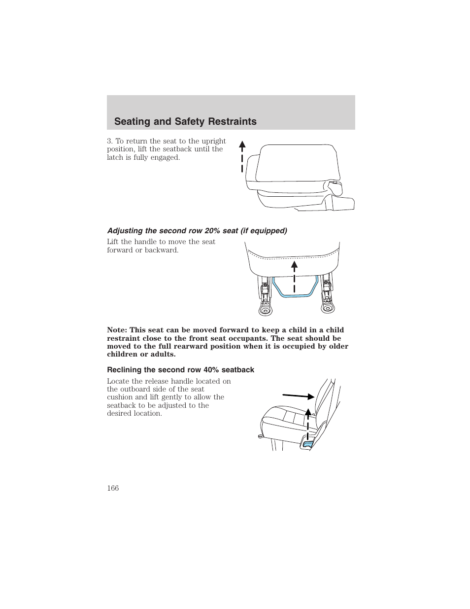 Seating and safety restraints | FORD 2003 Expedition v.2 User Manual | Page 166 / 344