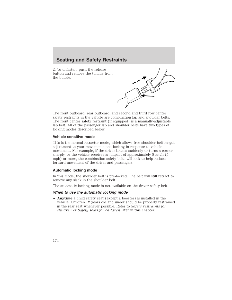 Seating and safety restraints | FORD 2003 Expedition v.2 User Manual | Page 174 / 344