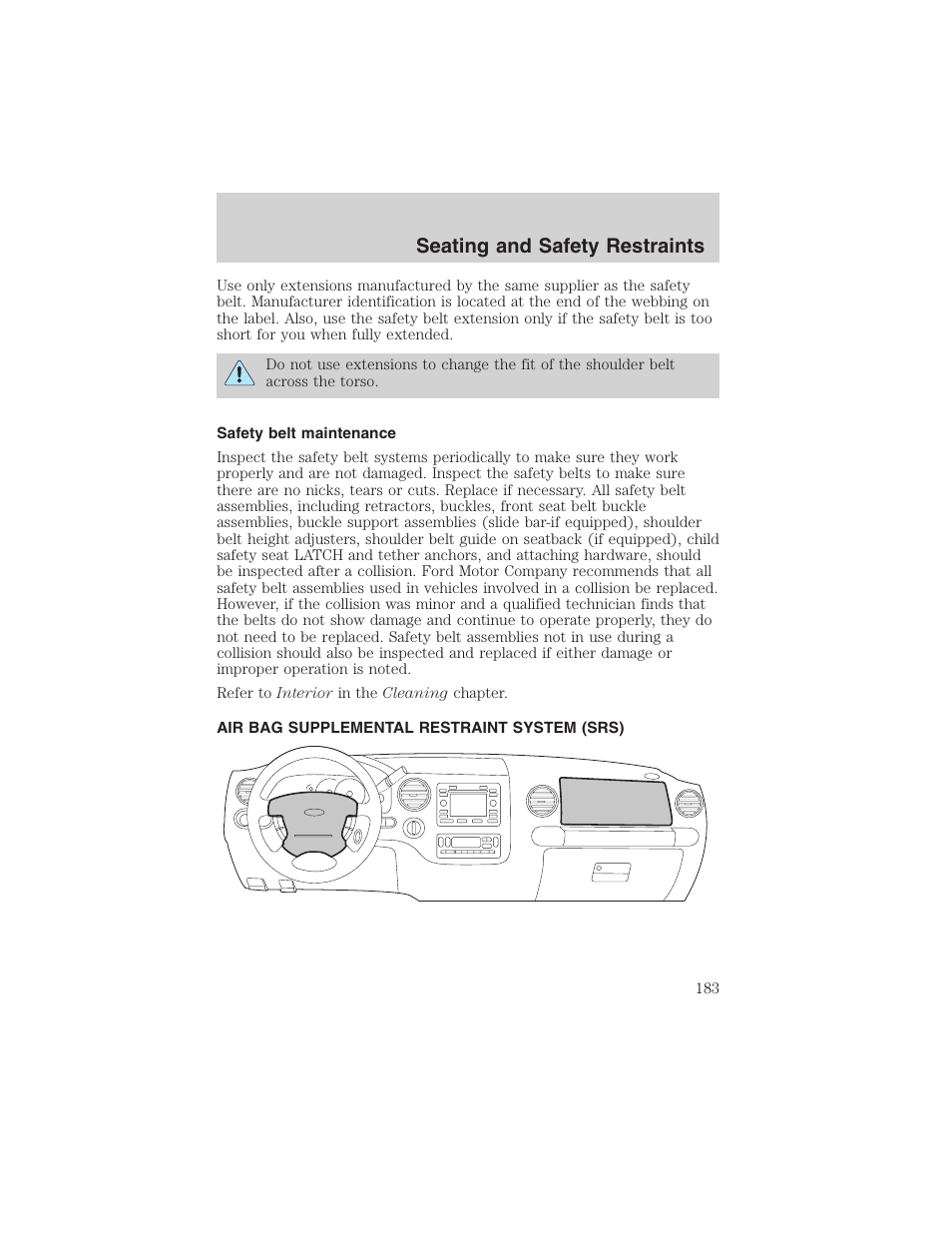 Seating and safety restraints | FORD 2003 Expedition v.2 User Manual | Page 183 / 344