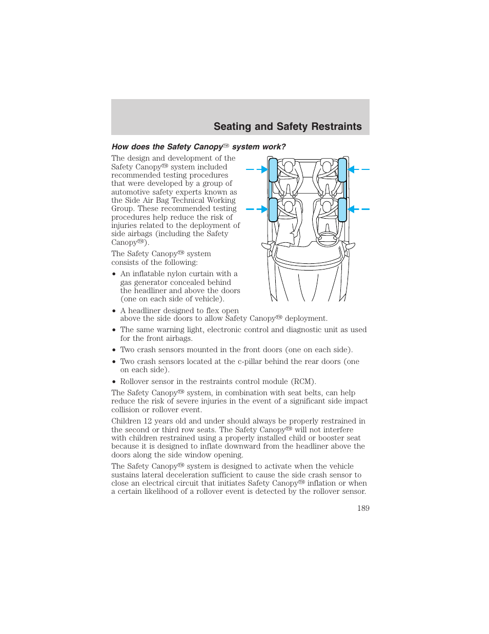 Seating and safety restraints | FORD 2003 Expedition v.2 User Manual | Page 189 / 344