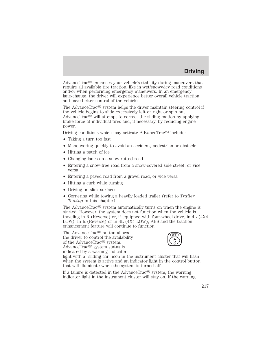 Driving | FORD 2003 Expedition v.2 User Manual | Page 217 / 344