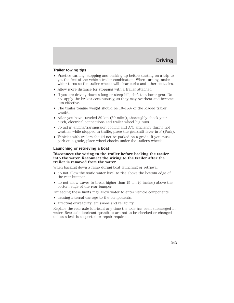 Driving | FORD 2003 Expedition v.2 User Manual | Page 243 / 344