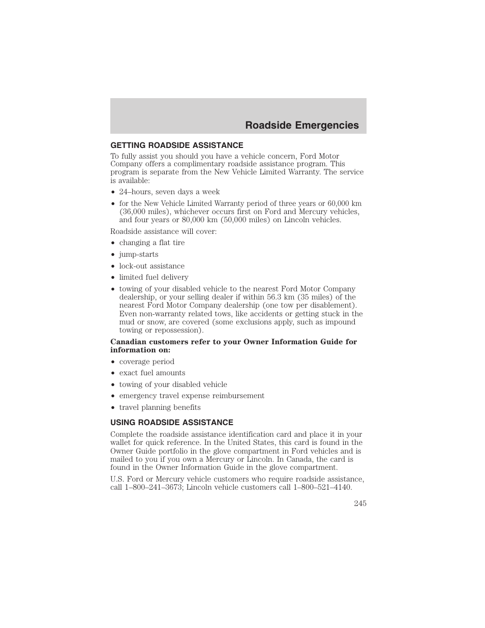 Roadside emergencies | FORD 2003 Expedition v.2 User Manual | Page 245 / 344