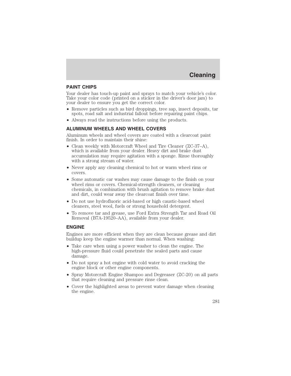 Cleaning | FORD 2003 Expedition v.2 User Manual | Page 281 / 344