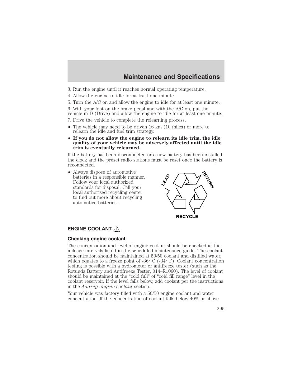 Maintenance and specifications | FORD 2003 Expedition v.2 User Manual | Page 295 / 344