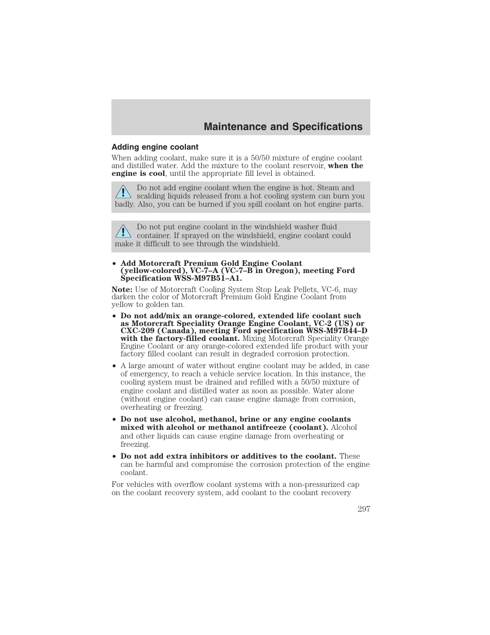 Maintenance and specifications | FORD 2003 Expedition v.2 User Manual | Page 297 / 344