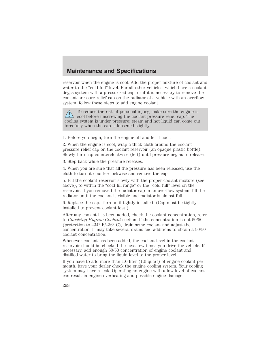 Maintenance and specifications | FORD 2003 Expedition v.2 User Manual | Page 298 / 344