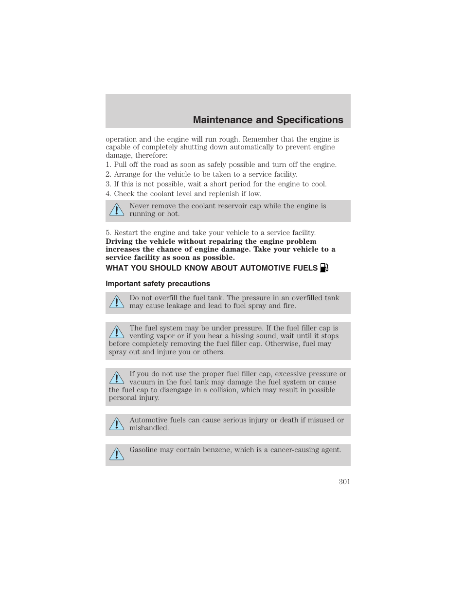 Maintenance and specifications | FORD 2003 Expedition v.2 User Manual | Page 301 / 344