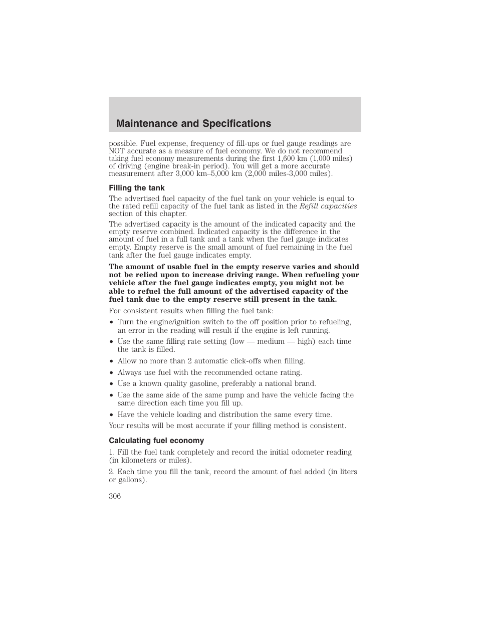 Maintenance and specifications | FORD 2003 Expedition v.2 User Manual | Page 306 / 344