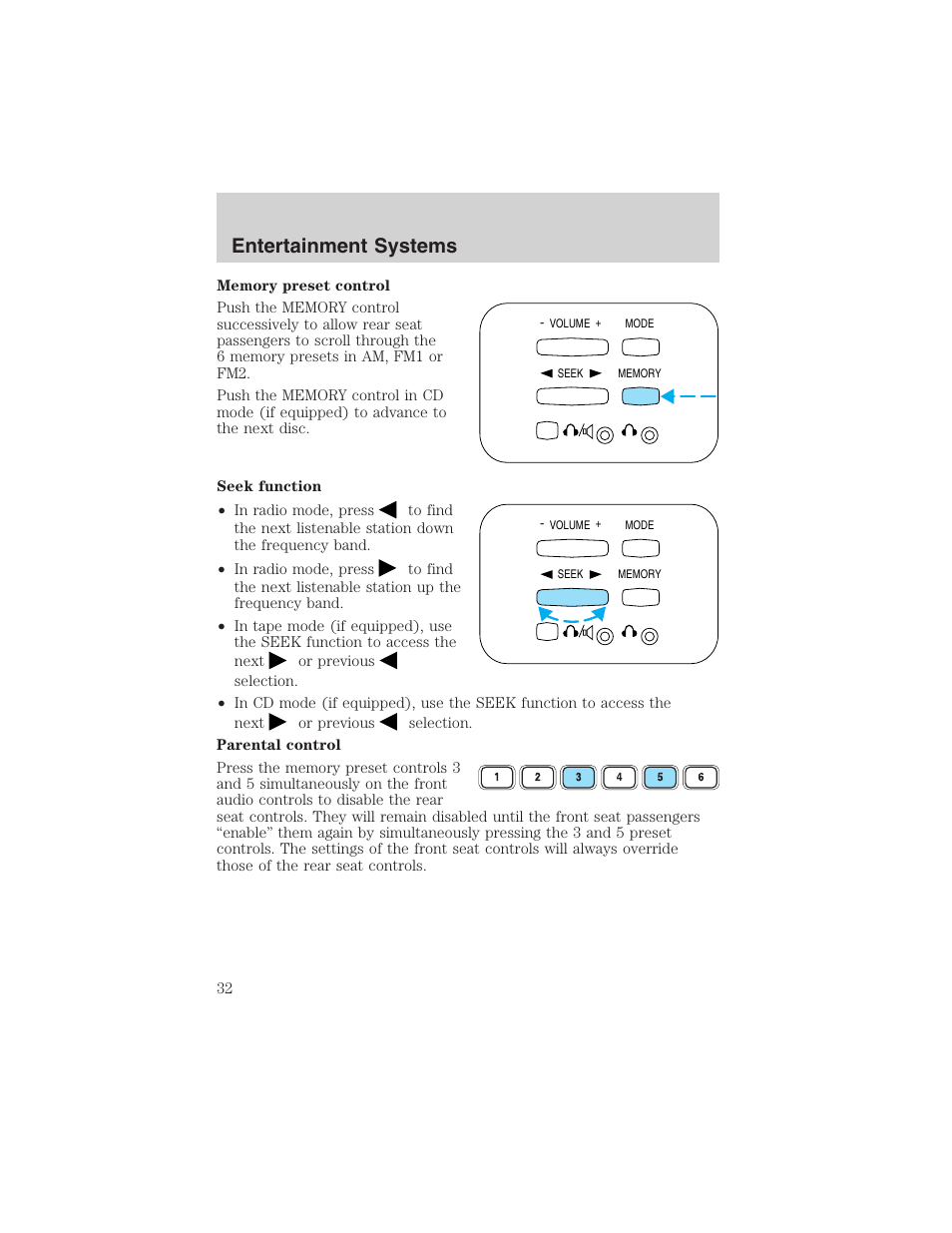 Entertainment systems | FORD 2003 Expedition v.2 User Manual | Page 32 / 344