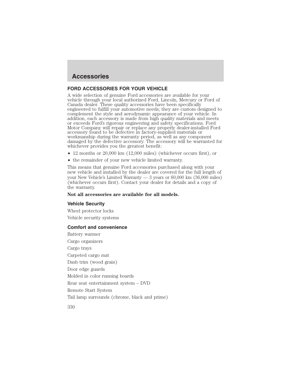 Accessories | FORD 2003 Expedition v.2 User Manual | Page 330 / 344