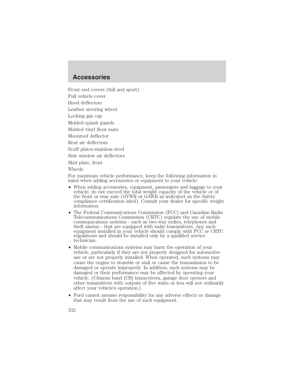 Accessories | FORD 2003 Expedition v.2 User Manual | Page 332 / 344