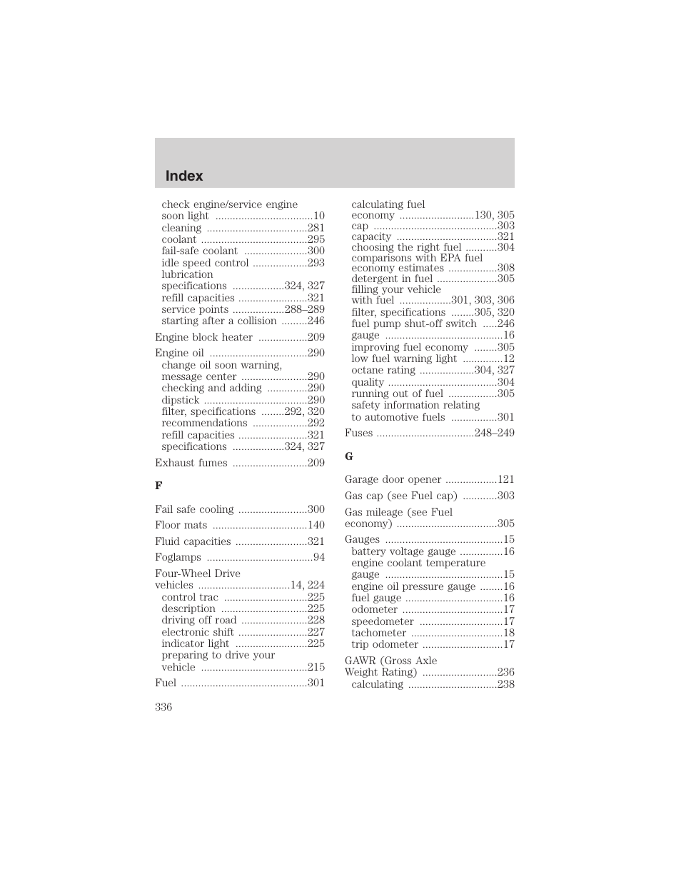 Index | FORD 2003 Expedition v.2 User Manual | Page 336 / 344