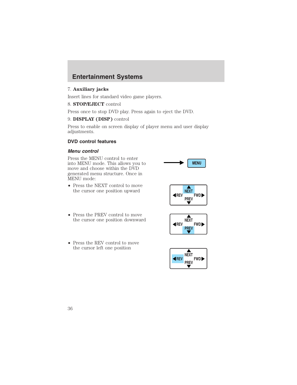 Entertainment systems | FORD 2003 Expedition v.2 User Manual | Page 36 / 344