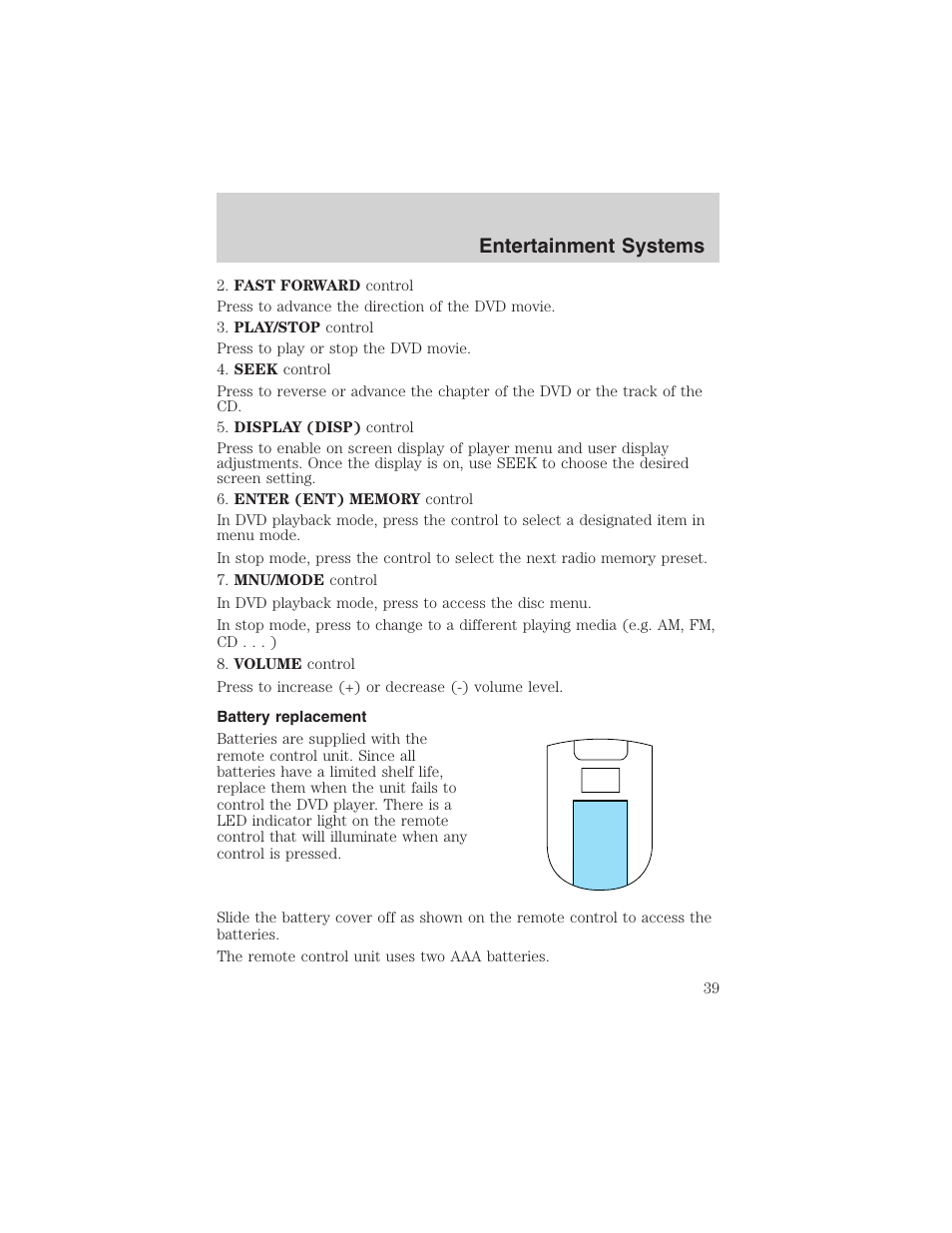 Entertainment systems | FORD 2003 Expedition v.2 User Manual | Page 39 / 344