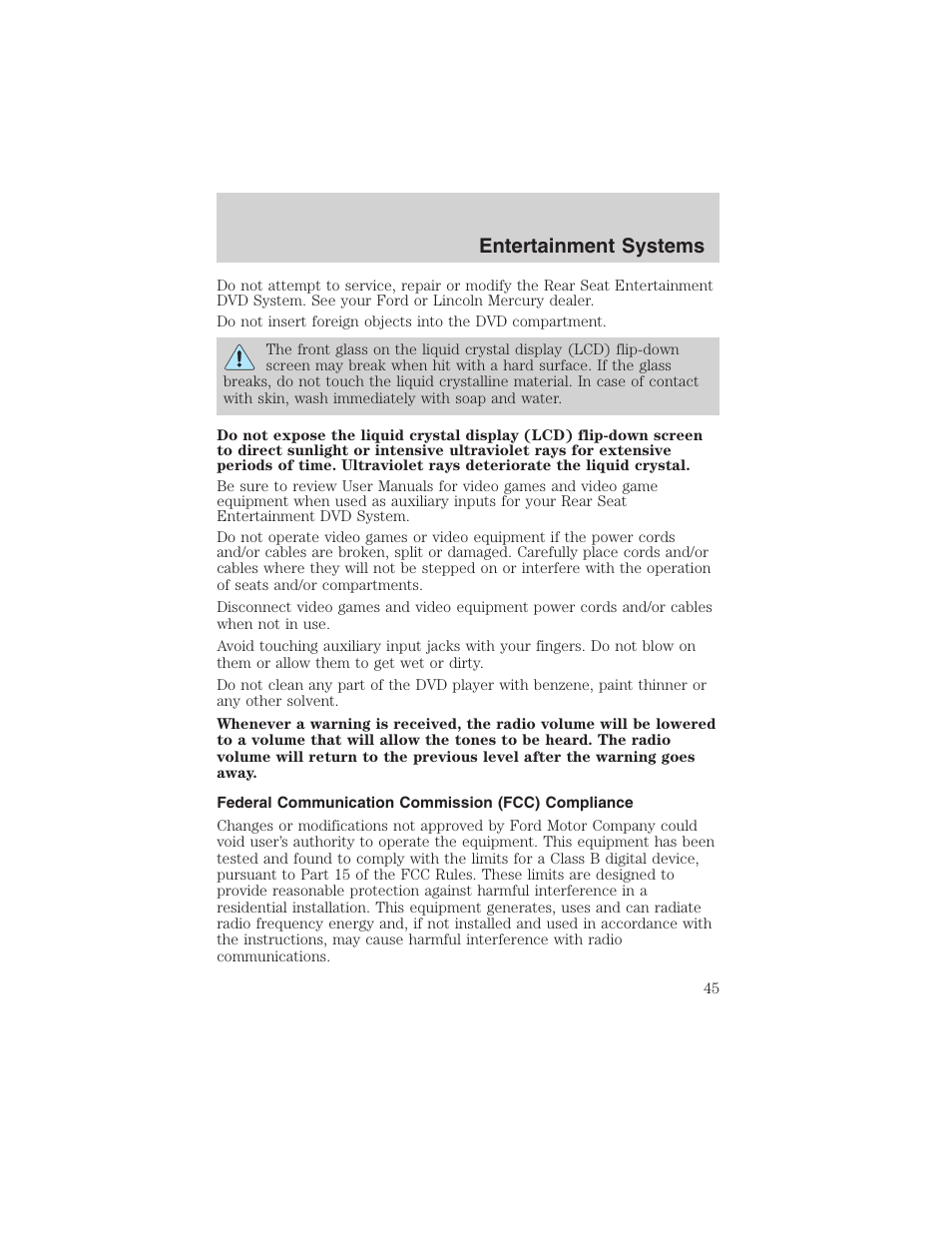 Entertainment systems | FORD 2003 Expedition v.2 User Manual | Page 45 / 344