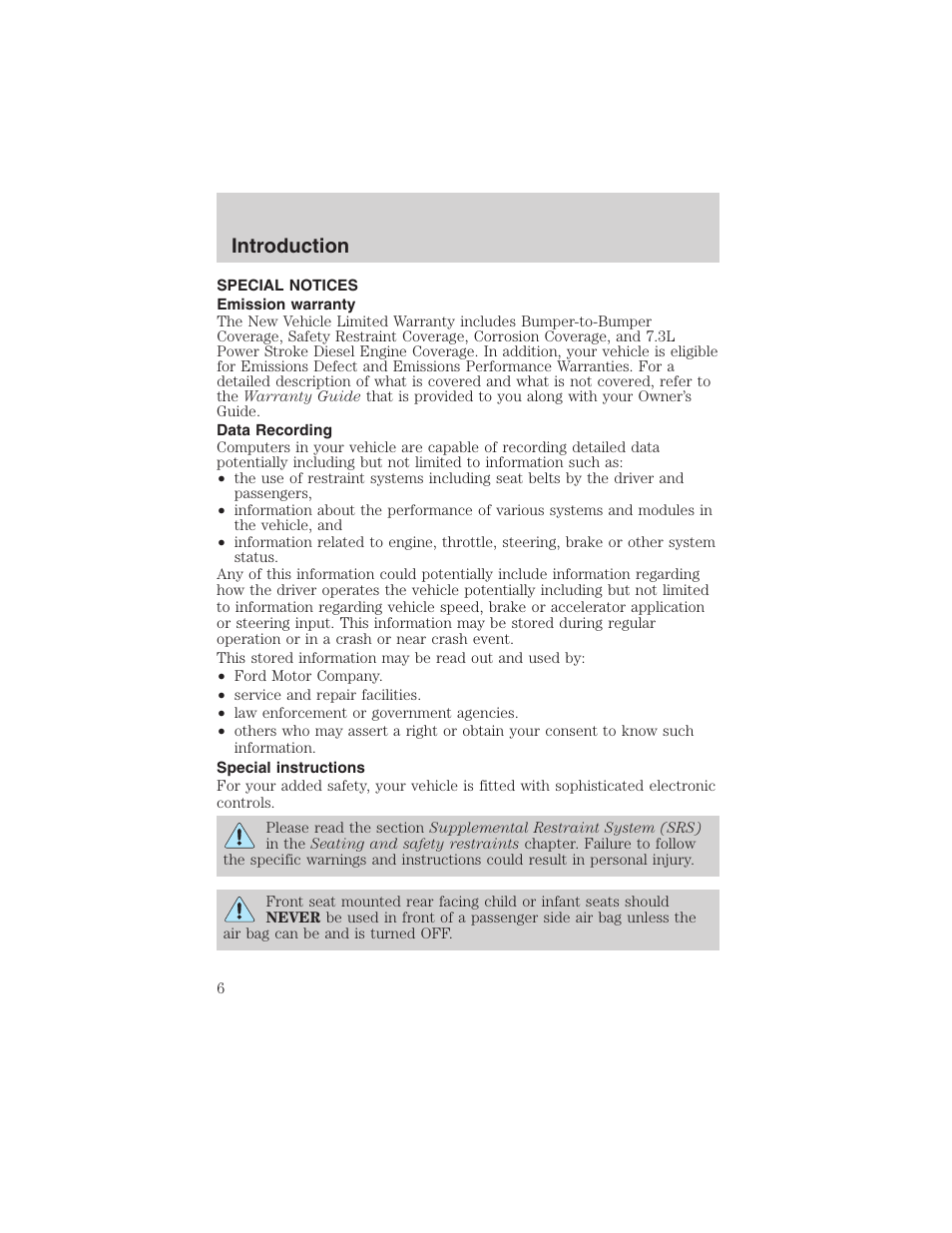 Introduction | FORD 2003 Expedition v.2 User Manual | Page 6 / 344