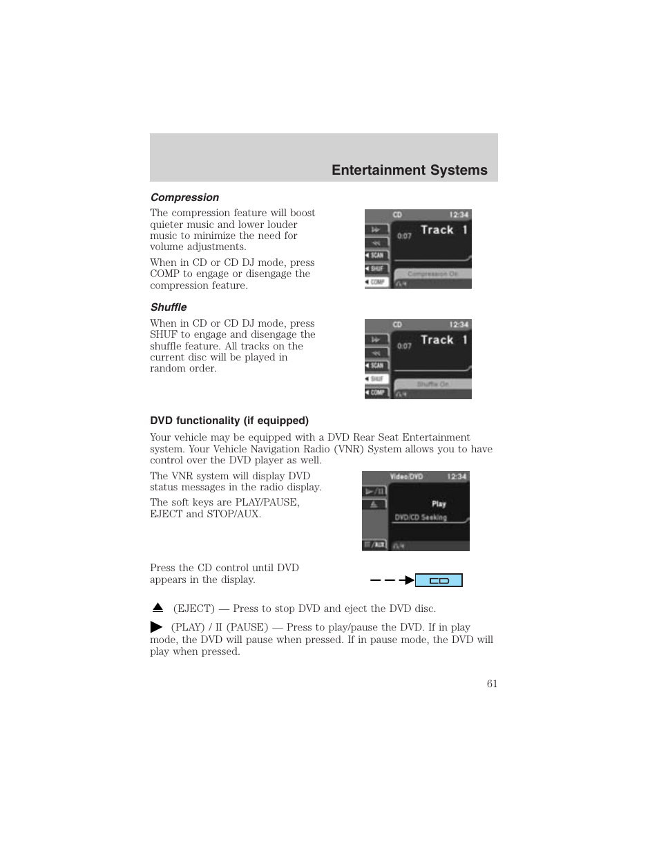 Entertainment systems | FORD 2003 Expedition v.2 User Manual | Page 61 / 344