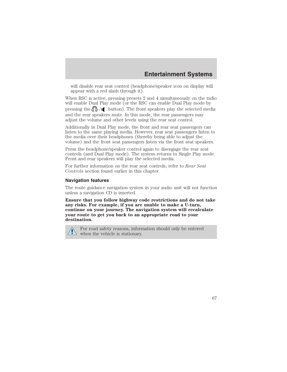 Entertainment systems | FORD 2003 Expedition v.2 User Manual | Page 67 / 344