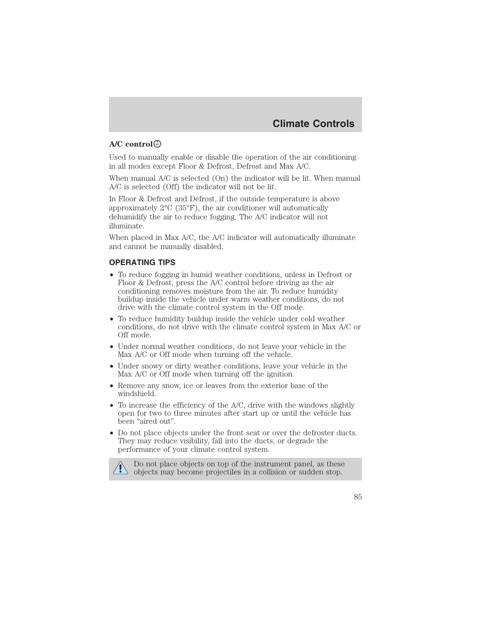 Climate controls | FORD 2003 Expedition v.2 User Manual | Page 85 / 344