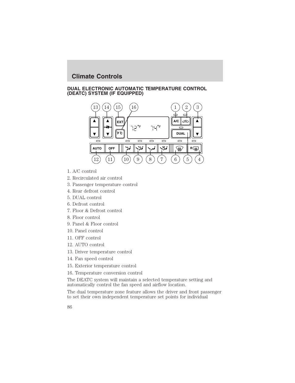 Climate controls | FORD 2003 Expedition v.2 User Manual | Page 86 / 344