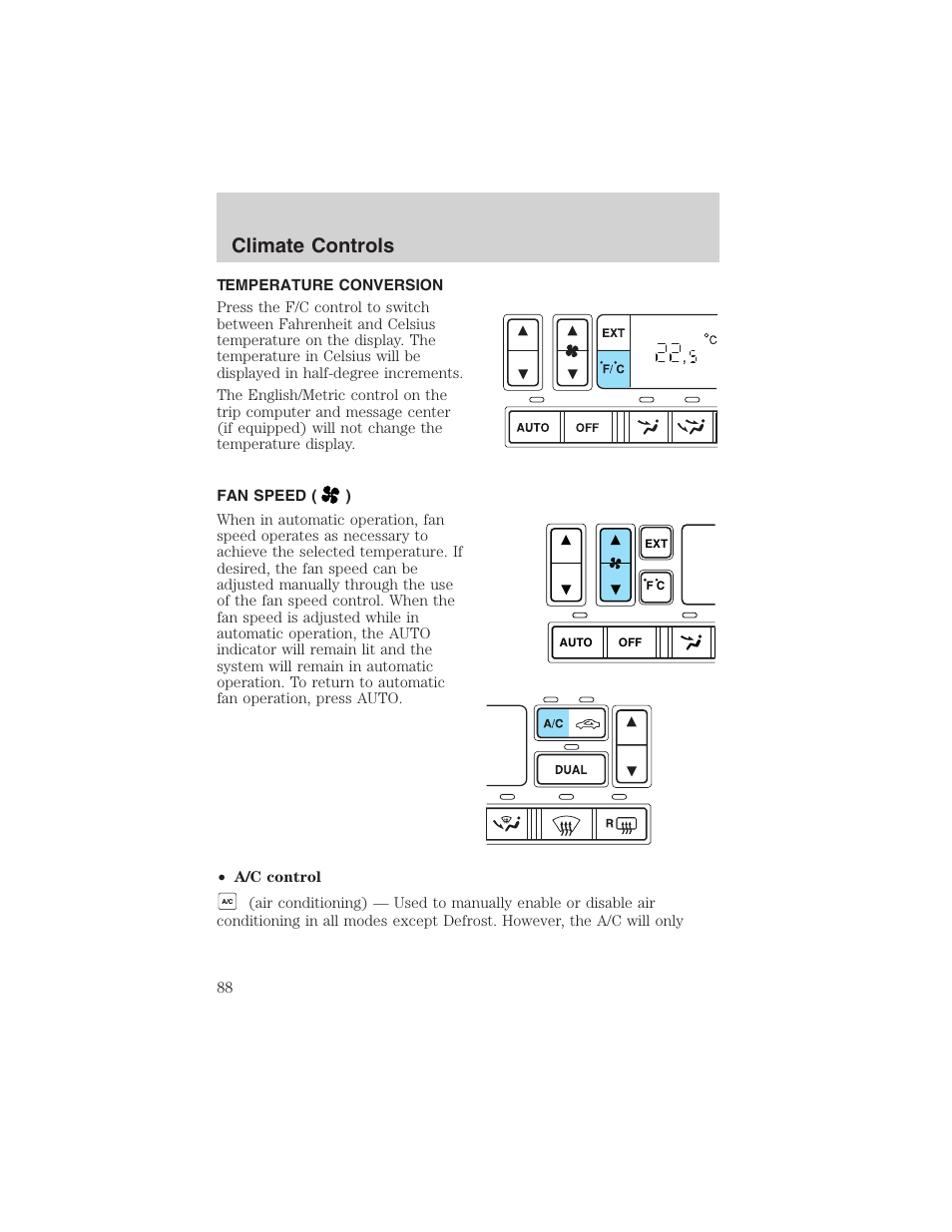 Climate controls | FORD 2003 Expedition v.2 User Manual | Page 88 / 344