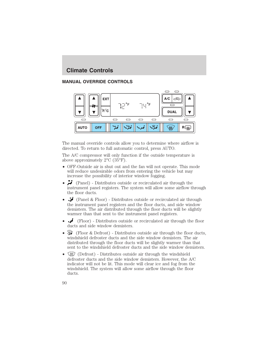 Climate controls | FORD 2003 Expedition v.2 User Manual | Page 90 / 344