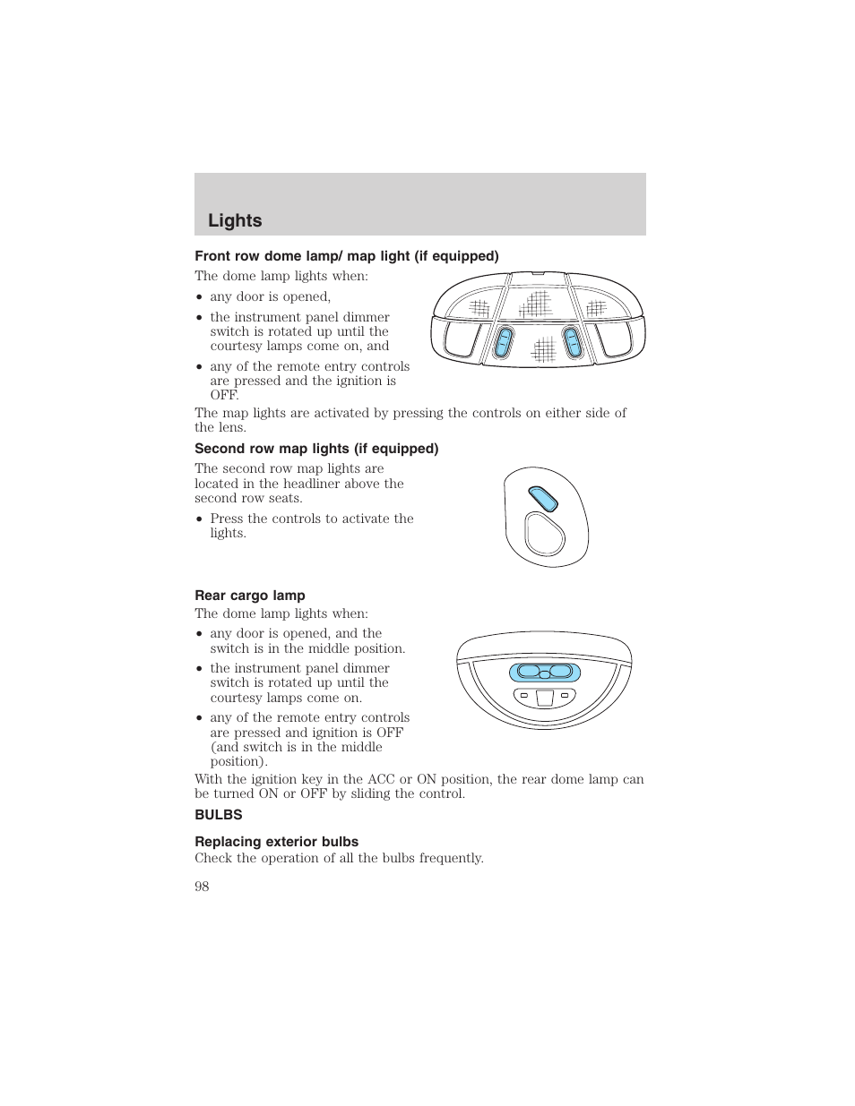 Lights | FORD 2003 Expedition v.2 User Manual | Page 98 / 344