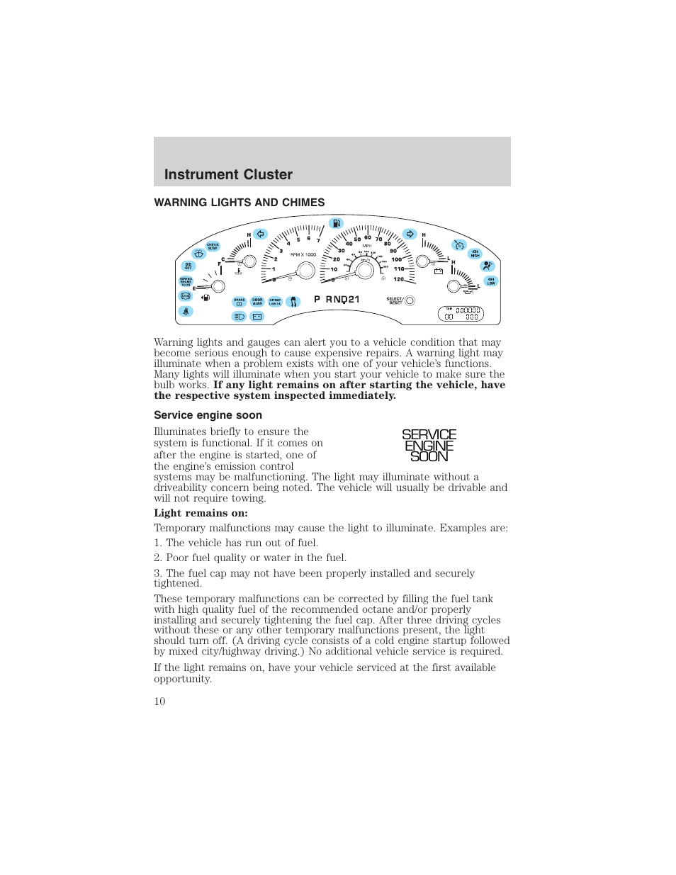 Instrument cluster | FORD 2003 Expedition v.3 User Manual | Page 10 / 344