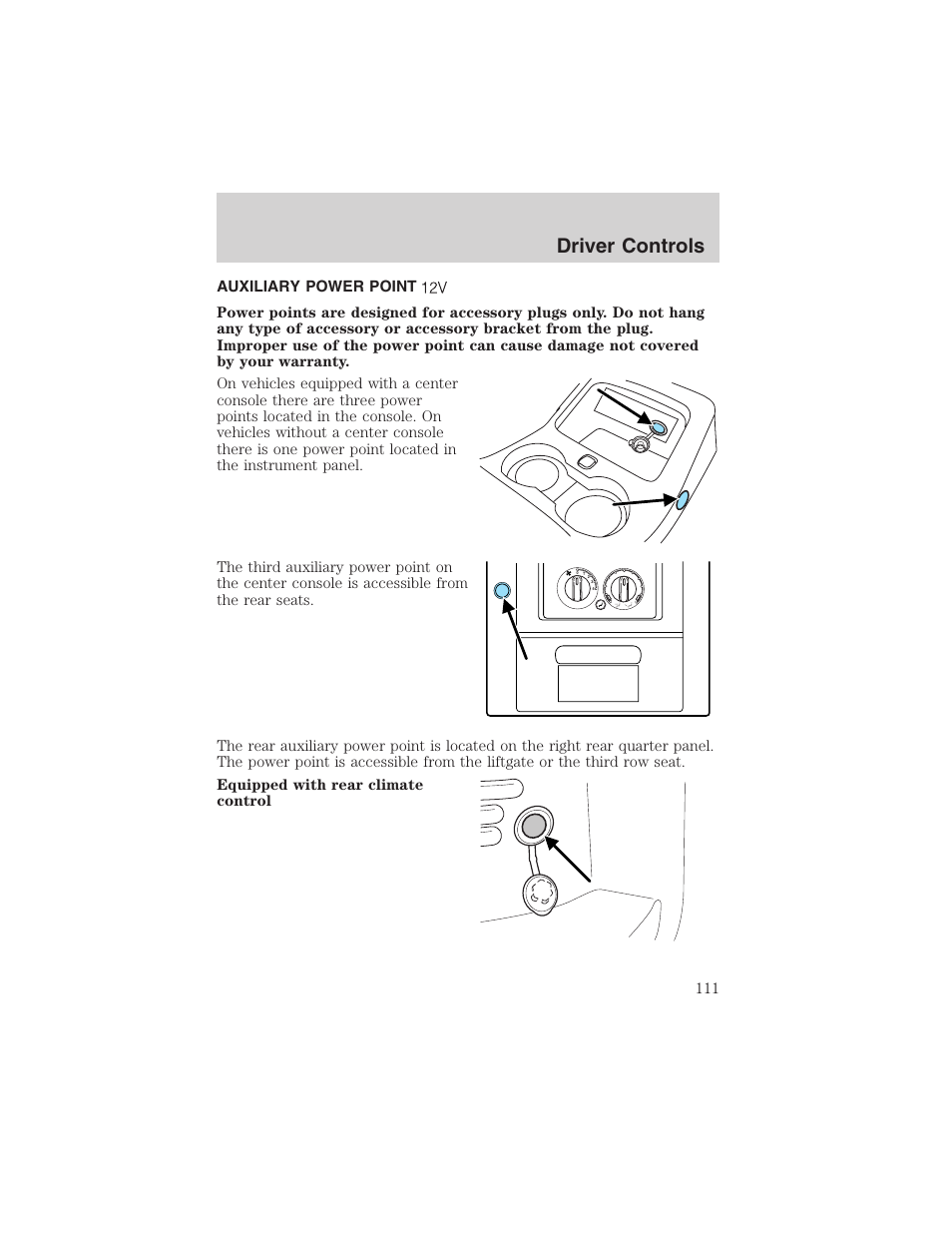 Driver controls | FORD 2003 Expedition v.3 User Manual | Page 111 / 344