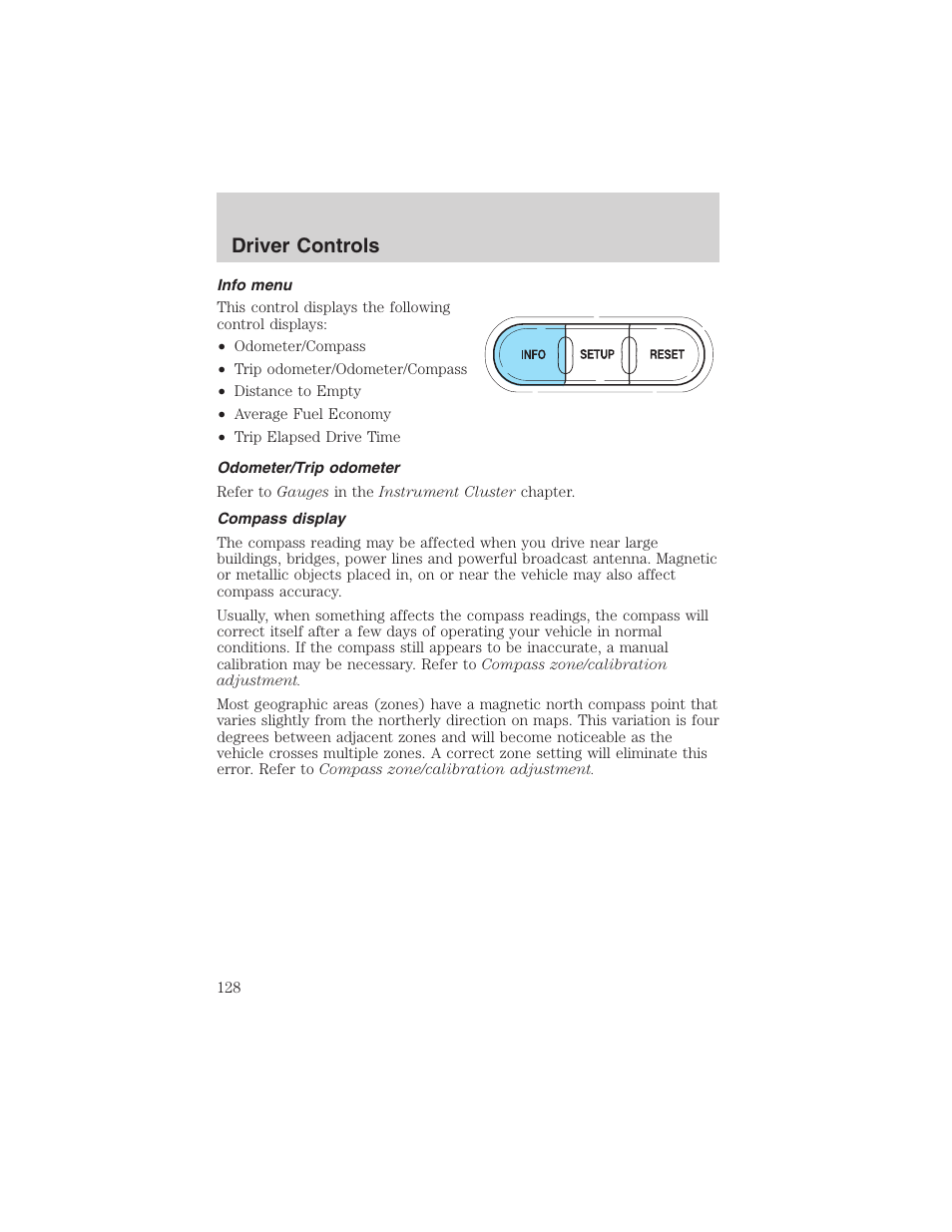 Driver controls | FORD 2003 Expedition v.3 User Manual | Page 128 / 344