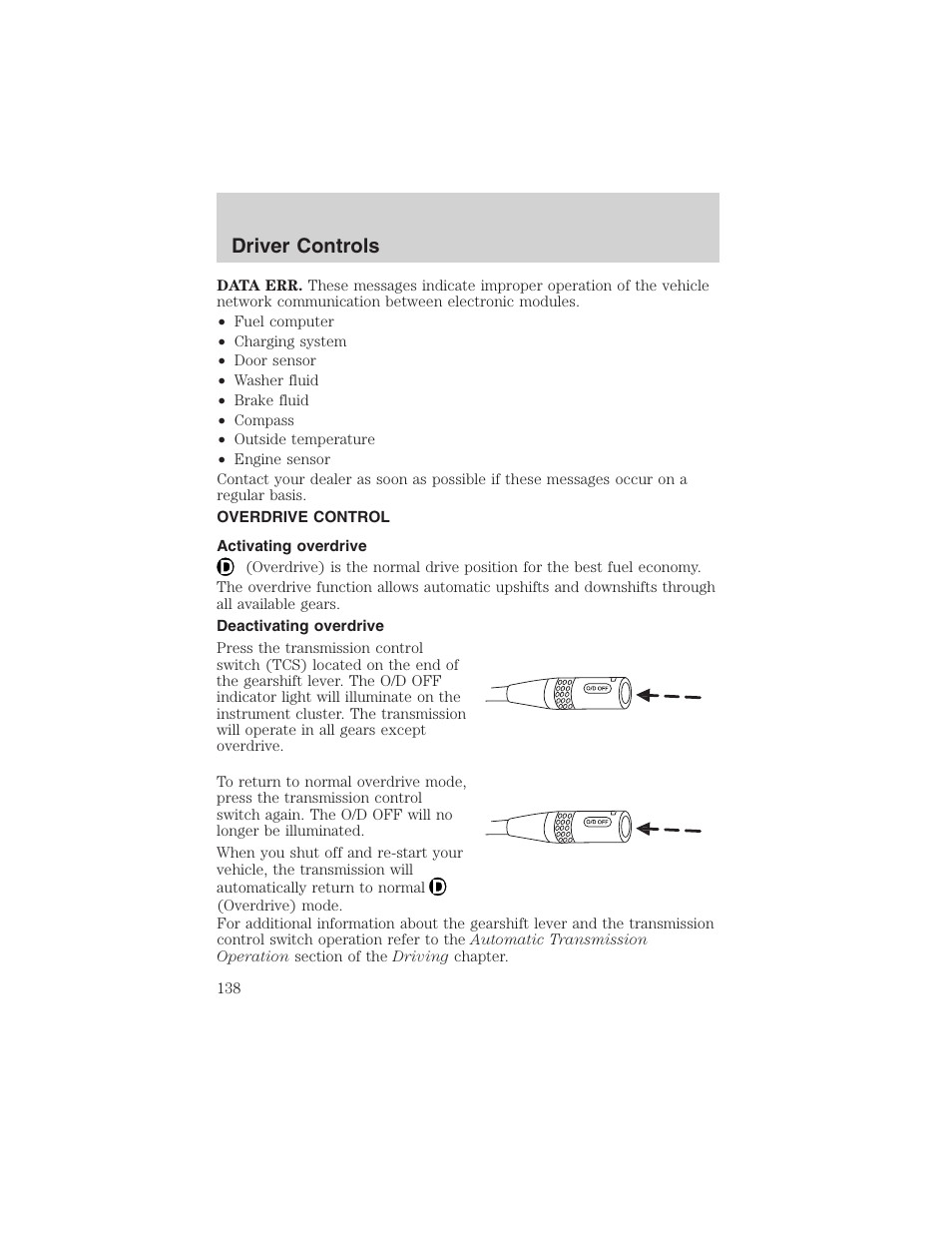 Driver controls | FORD 2003 Expedition v.3 User Manual | Page 138 / 344