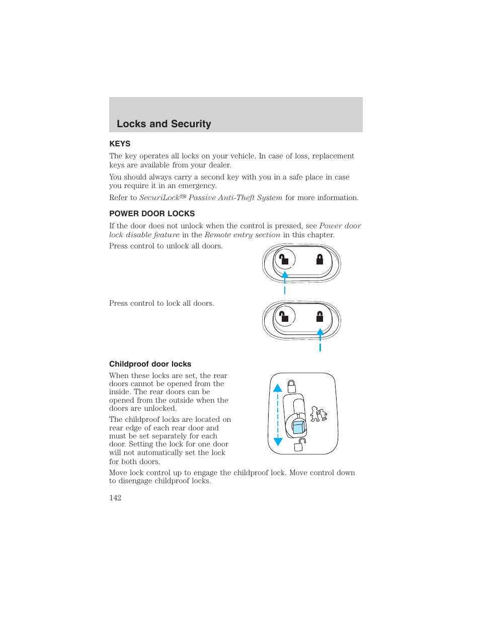 Locks and security | FORD 2003 Expedition v.3 User Manual | Page 142 / 344