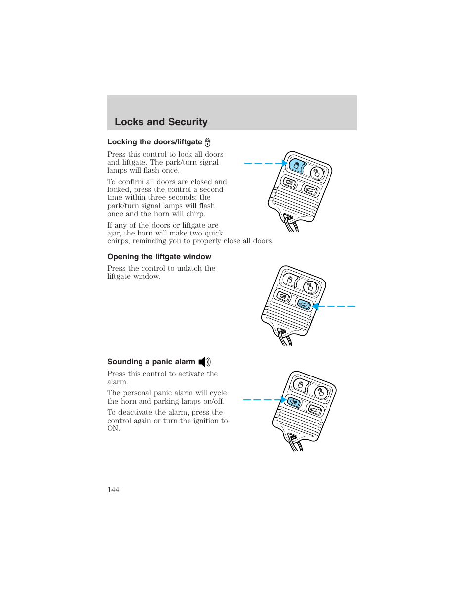 Locks and security | FORD 2003 Expedition v.3 User Manual | Page 144 / 344