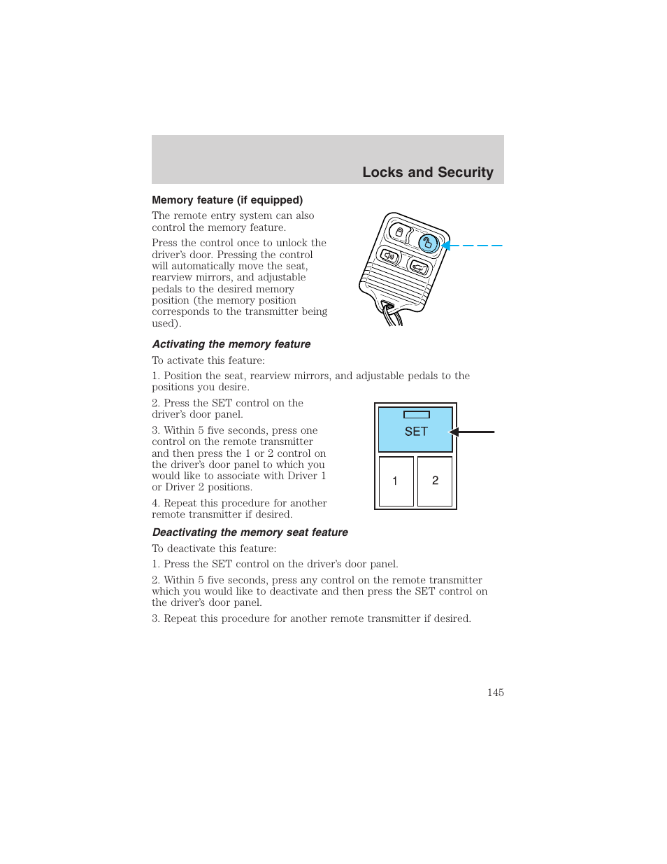 Locks and security | FORD 2003 Expedition v.3 User Manual | Page 145 / 344