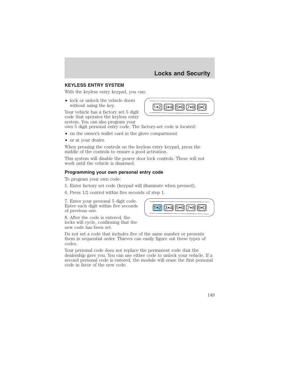 Locks and security | FORD 2003 Expedition v.3 User Manual | Page 149 / 344