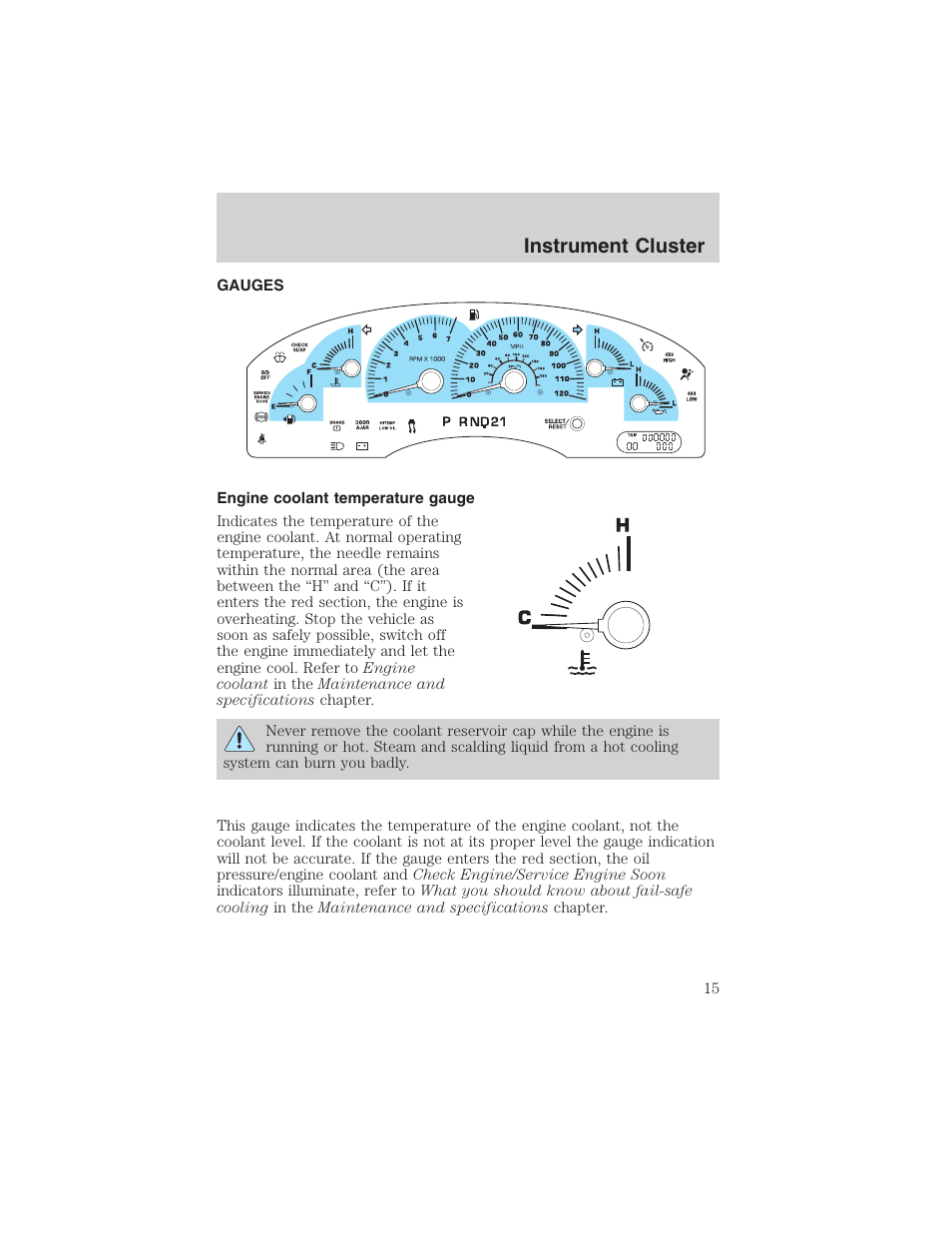 Instrument cluster | FORD 2003 Expedition v.3 User Manual | Page 15 / 344