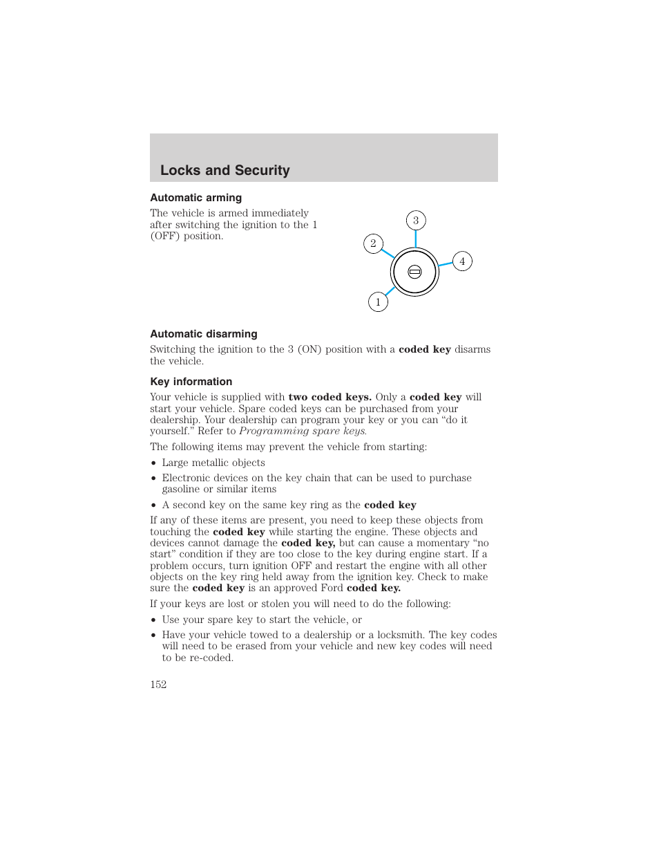 Locks and security | FORD 2003 Expedition v.3 User Manual | Page 152 / 344