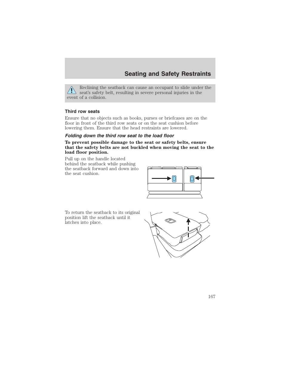 Seating and safety restraints | FORD 2003 Expedition v.3 User Manual | Page 167 / 344