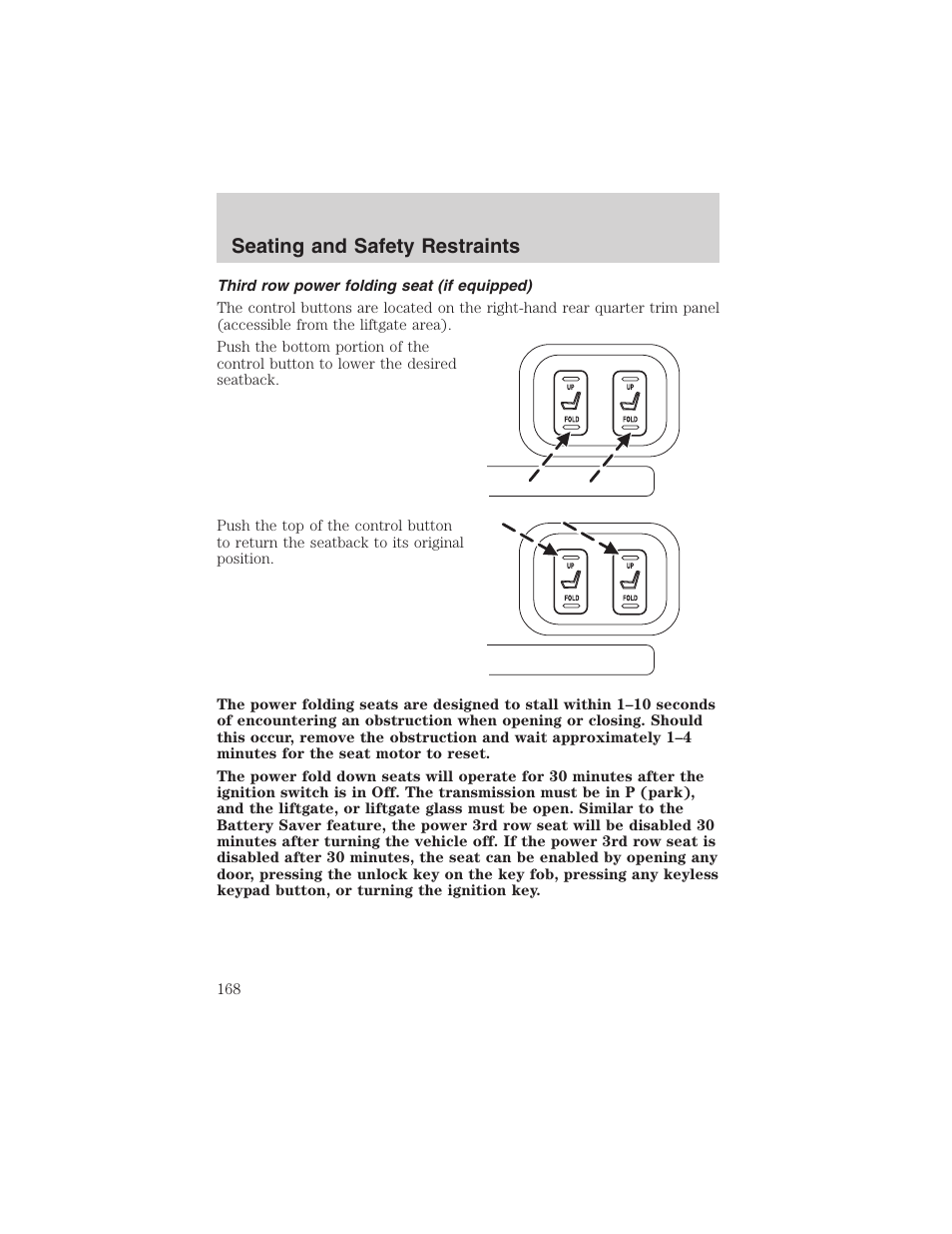 Seating and safety restraints | FORD 2003 Expedition v.3 User Manual | Page 168 / 344