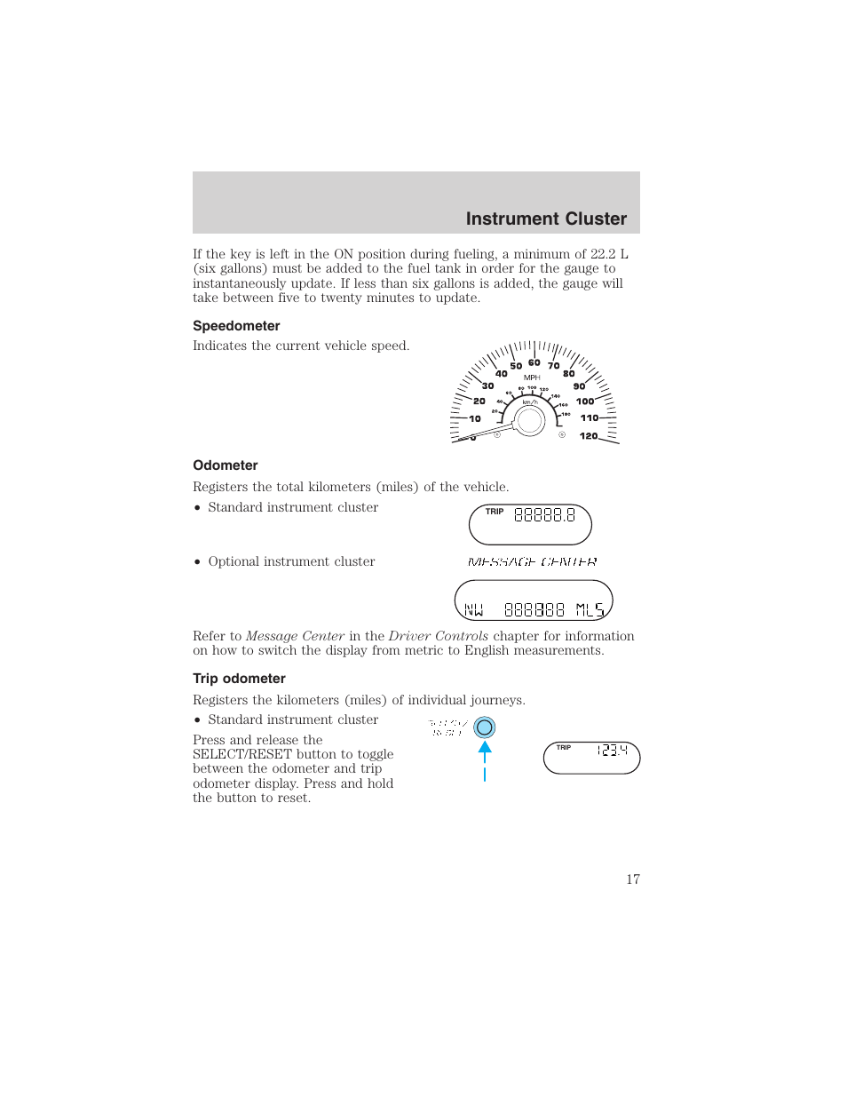Instrument cluster | FORD 2003 Expedition v.3 User Manual | Page 17 / 344