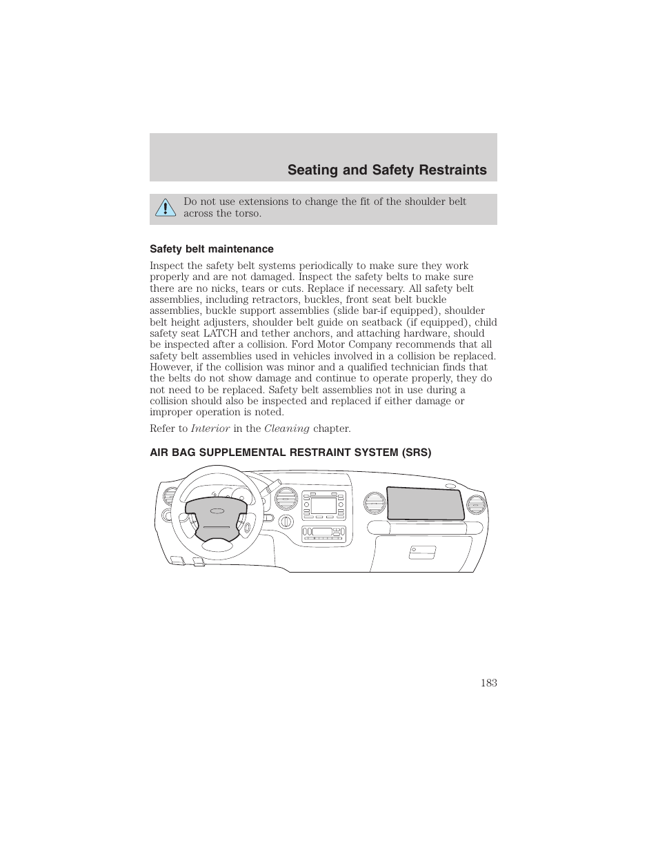 Seating and safety restraints | FORD 2003 Expedition v.3 User Manual | Page 183 / 344